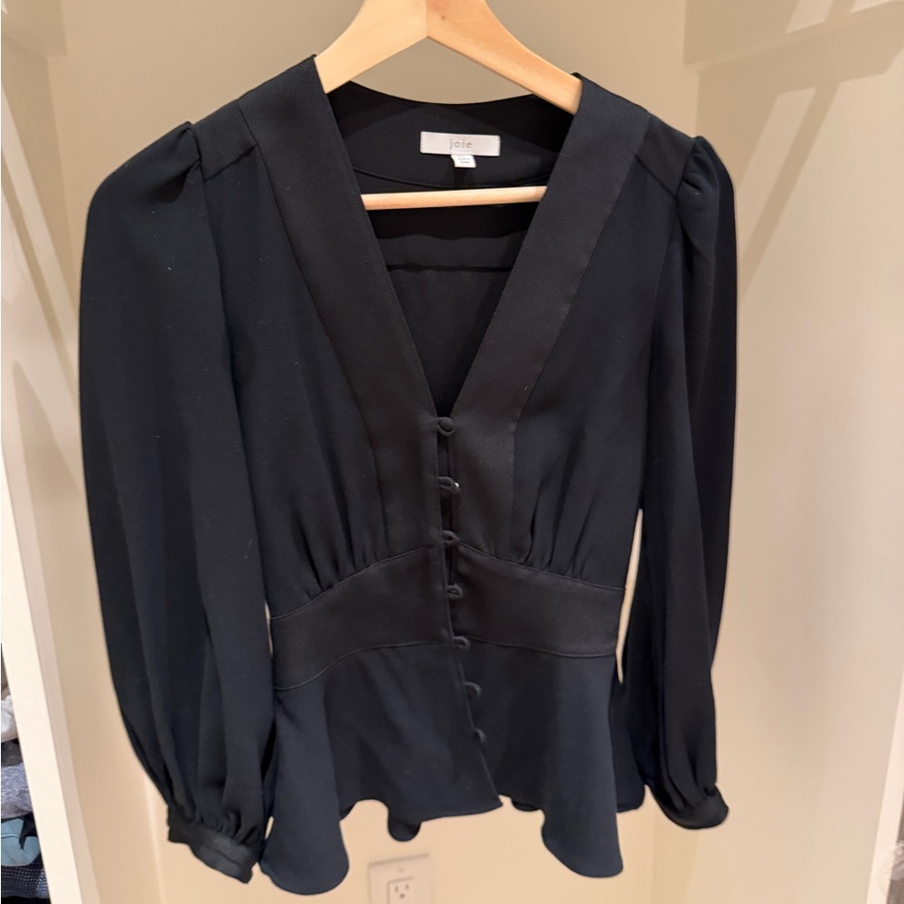 Joie Elegant Black V-Neck Blouse